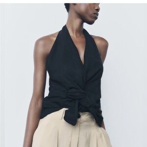 NWT ZARA LINEN BLEND WRAP HALTER TOP SIZE M
🚨firm price